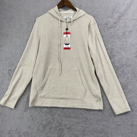 NEW Rainforest Men's M Beige Waffle Knit Hooded Pullover Sweatshirt - Picture 2 of 5